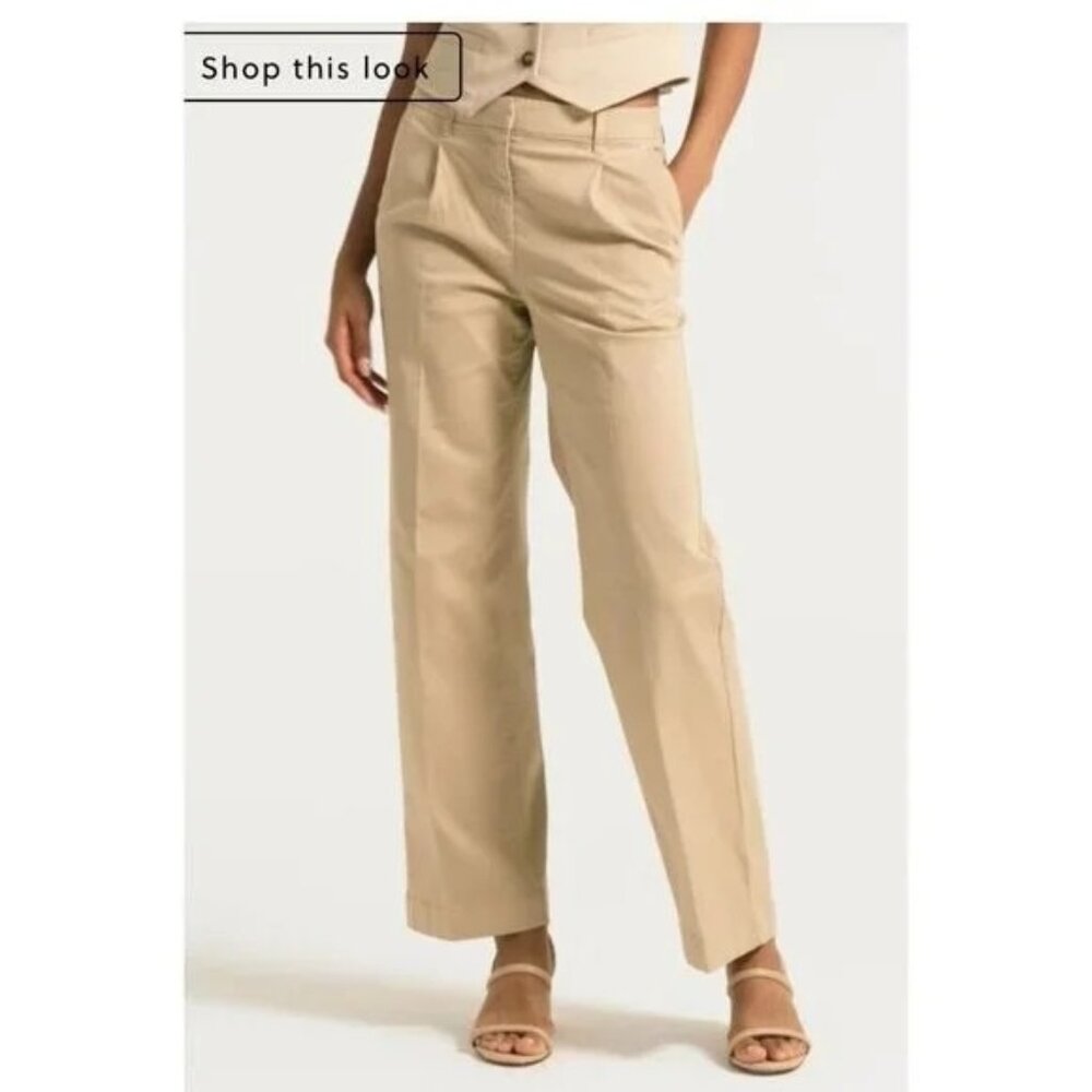 J Crew Capeside Chino Panst Sz 10 P Tan Wide Leg Ankle Pants Pockets NEW BP504